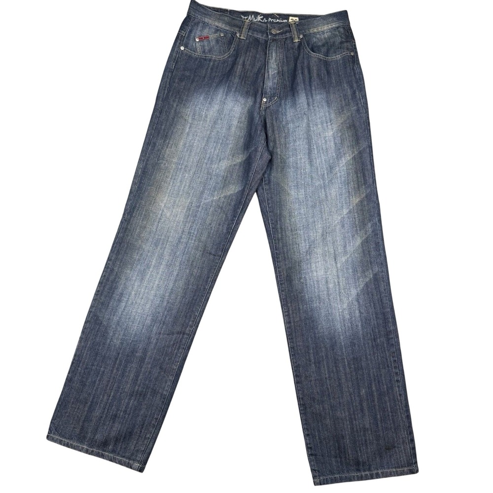 Muka Denim Jeans Mens 36x34 Blue Cotton Wide Leg Y2K Baggy Grunge Streetwear